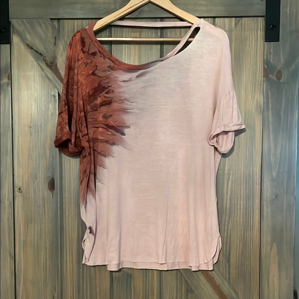 Moon and Sky Women's Pink and Brown Tie-Dye Top Size XL